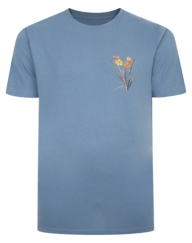 Bigdude Flower Print T-Shirt Light Blue